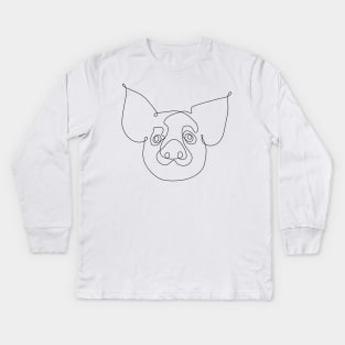 One Line Pig Kids Long Sleeve T-Shirt